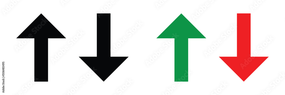 Fototapete up and down arrows. up and down arrow icon set. black up down navigation arrows. green up and red do