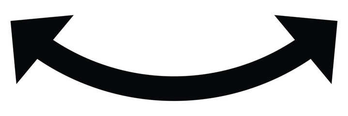 Curved double ended semicircular arrow. Double ended and dual arrow. Semicircular curved thin long double ended arrow. Vector illustration. EPS 10