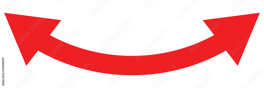 Poster dual sided arrow vector. semicircular red curved double ended arrow. double arrow. red arrow icon. v