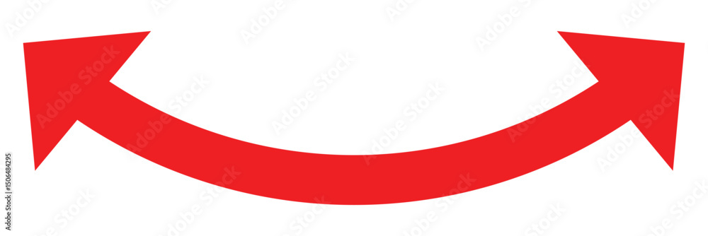 Poster dual sided arrow vector. semicircular red curved double ended arrow. double arrow. red arrow icon. v