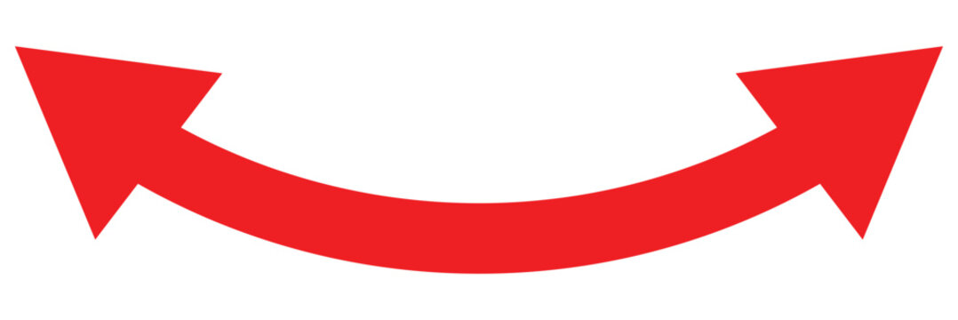 Dual sided arrow Vector. Semicircular red curved double ended arrow. Double Arrow. Red arrow icon. Vector illustration. EPS 10