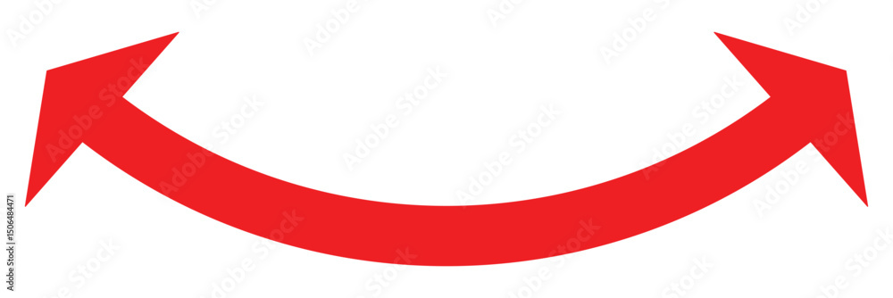 Poster dual sided arrow vector. semicircular red curved double ended arrow. double arrow. red arrow icon. v