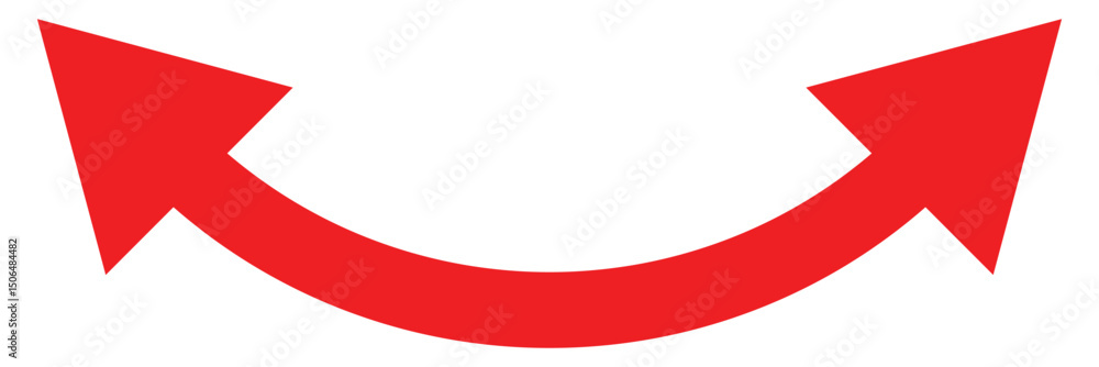 Poster dual sided arrow vector. semicircular red curved double ended arrow. double arrow. red arrow icon. v