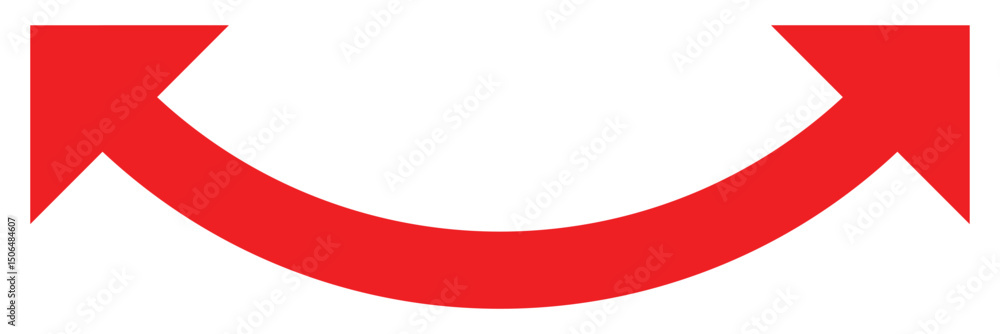 Poster dual sided arrow vector. semicircular red curved double ended arrow. double arrow. red arrow icon. v