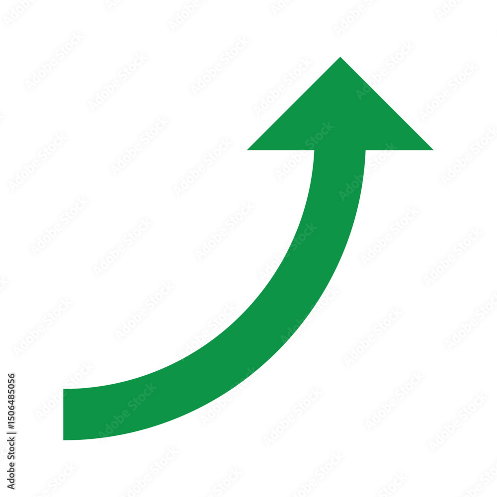 Poster green arrow curve direction icon. curved arrow sign. long green curve arrow icon. arrow icon for you
