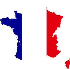 France national flag map with country boundary shape (Web Mercator projection)