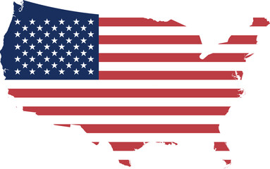 United States national flag map with country boundary shape (Albers equal area projection)