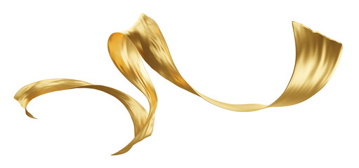 Gold luxury fabric isolated on transparency background 3D render