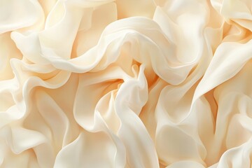 Fototapeta premium Creamy off-white fabric draped in soft, undulating folds, creating a luxurious, textured background