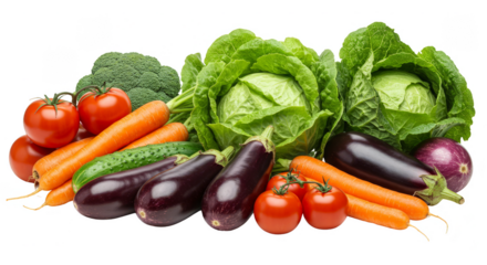 Isolated Photo of Fresh Vegetables on Transparent Background