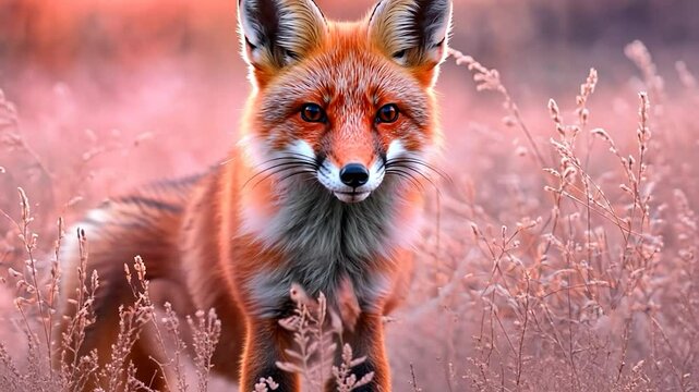 Majestic Red Fox in Sunset Meadow