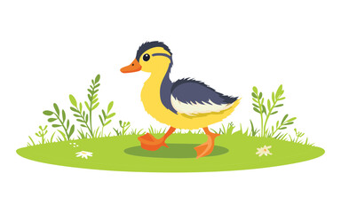 Duckling Green and Yellow Illustration