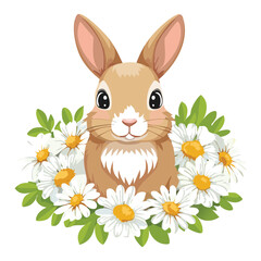 easter bunny with flowers illustration