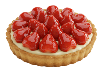 Strawberry Tart Dessert Isolated on Transparent Background

