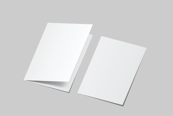 A4 Bifold Blank Mockup, Open Leaflet template .Blank paper cover for  pamphlet, catalog, flyer, notecards, note paper, greeting card, wedding invitation, gift card, postcard, flier, brochure or letter