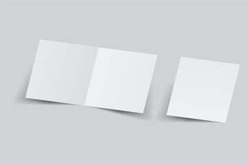 Open Leaflet, bi fold mockup template .Blank paper, thank you card, notecards, note paper, greeting card, wedding invitation, postcard, brochure or any creative work for presentation of your design
