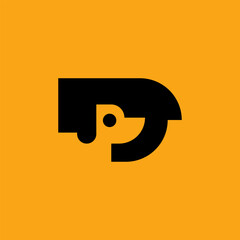 Black Dog Logo in Modern Flat Style