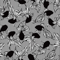 Gracefully swimming goldfish seamless pattern,