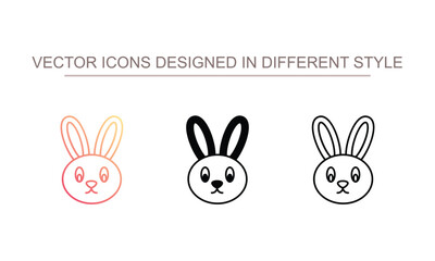 Rabbit icon design with white background stock illustration