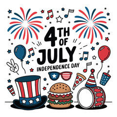 4th of July Clipart Patriotic Icon Set 