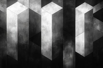 Abstract grayscale geometric pattern, textured background, design element