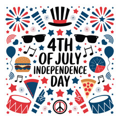 Obraz premium 4th of July Clipart Patriotic Icon Set 