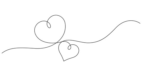 hearts symbol couple love line art continuous decorative handdrawn