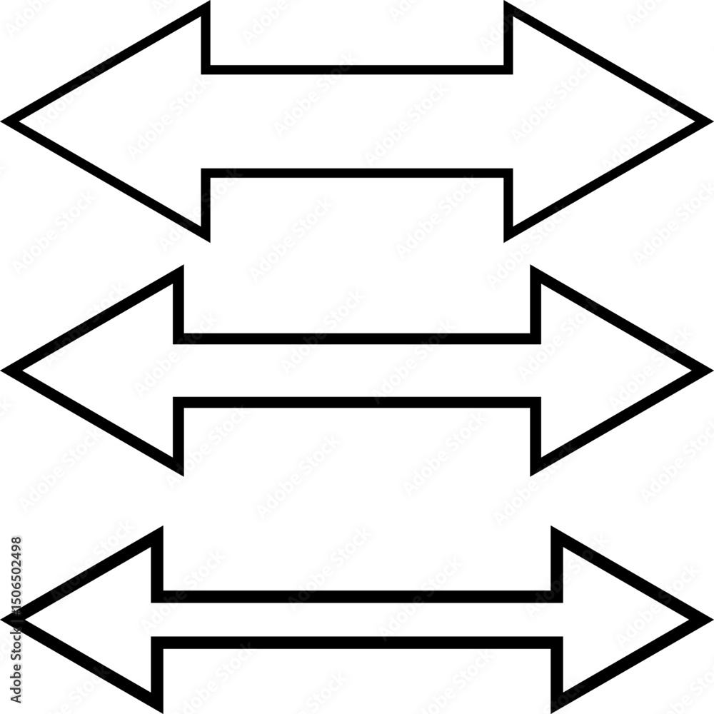 Canvas Prints set of double sided arrows of different sizes. vector illustration of three bold double arrows in va