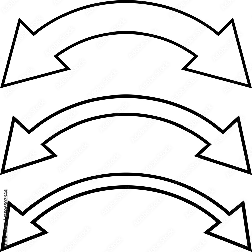 Wall mural set of double sided arrows of different sizes. vector illustration of three bold double arrows in va