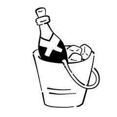 Champagne bottle in ice bucket 