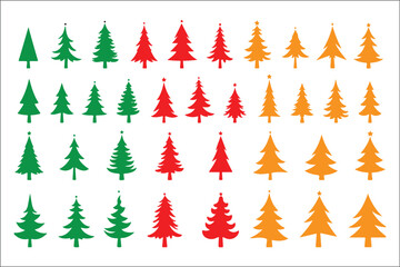 Obraz premium Grid of Stylized Christmas Trees in Different Colors