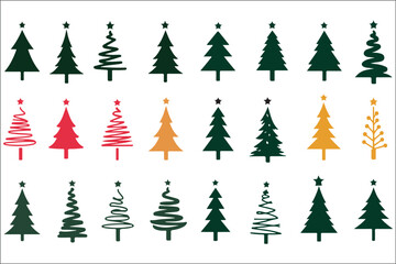 Obraz premium Grid of Stylized Christmas Trees in Different Colors