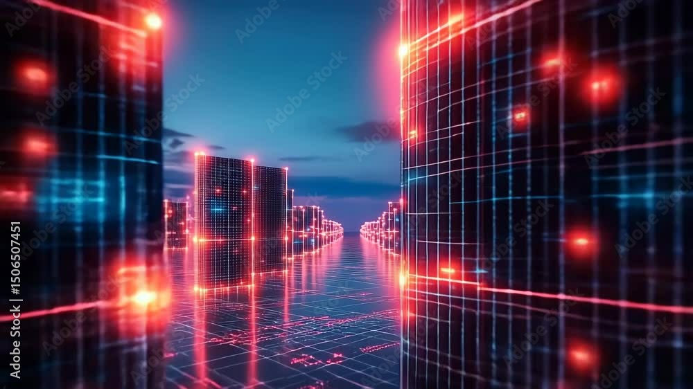 Poster digital circuitry: glowing binary layers