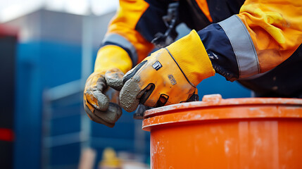 Fototapeta premium Construction Worker Handling Materials
