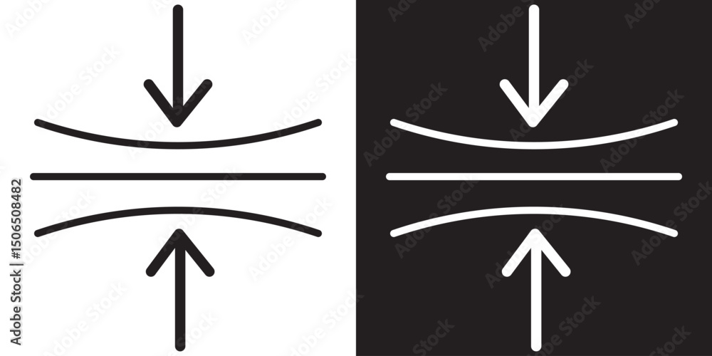 Poster compress vector icon symbol. elastic icon outline set sign . elasticity icon set. elastic icon vecto