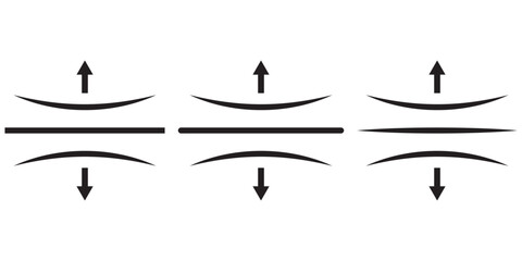 Elasticity line icon, elastic material icon vector set. pressure impact icon, line vector. compression icon, line vector sign. resilience icon flat vector set isolated on white background. 