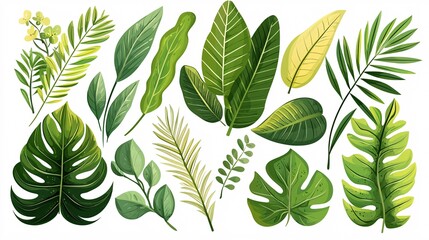 Various green plant leaves