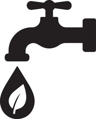 Silhouette vector of a water tap with a drop, symbolizing save water concept, conservation, and eco-friendly awareness. EPS format design.