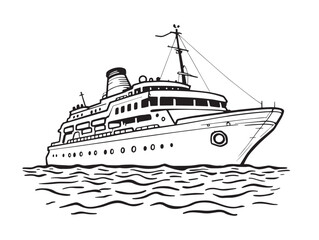 Obraz premium modern cruise ship line art illustration style vector image