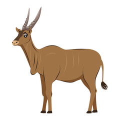 Funny antelope canna isolated. African eland. Children cute animal vector illustration.