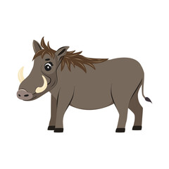 Funny warthog isolated. Children cute animal vector illustration. African wildlife.