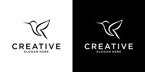 Hummingbird vector logo design. Bird vector logo design.