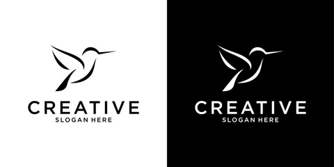 Hummingbird vector logo design. Bird vector logo design. © Kurniawan