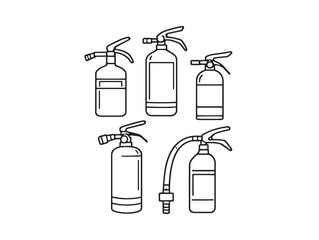 Outline fire extinguisher line art for safety posters