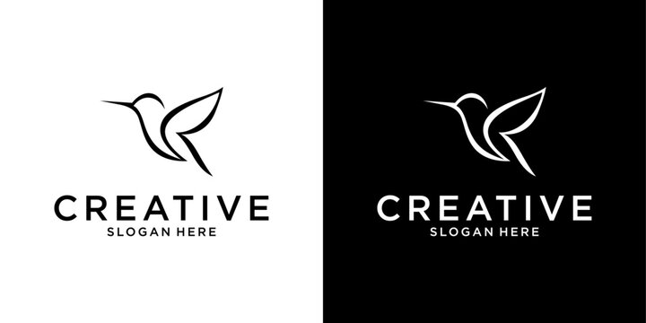 Hummingbird vector logo design. Bird vector logo design.