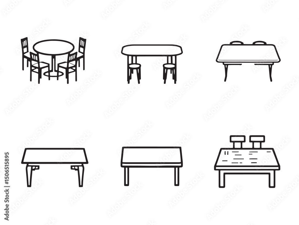 Poster simple and elegant dining table line art vector