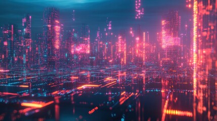 Fototapeta premium Futuristic neon cityscape