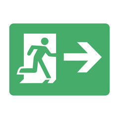 Emergency exit running man icon, green direction sign vector for safety and evacuation routes