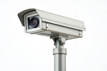 Modern Security Camera on White Background for Surveillance Needs