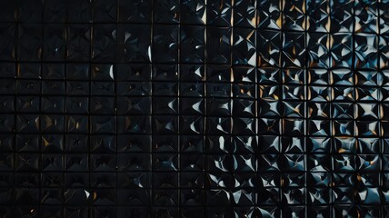 Fototapeta premium A close up of a textured black surface with small square patterns creating a geometric design